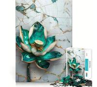 Puzzle de 1000 pièces Lotus Turquoise sur marbre pour Adolescents, Jeu de logique et de Sens, Divertissement paisible, Bords Lisses, Cadeau créatif 50x75cm