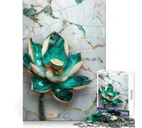 Puzzle de 1000 pièces Lotus Turquoise sur marbre pour Adultes Stimule la mémoire Apaisant et divertissant Découpe de qualité supérieure Cadeau attentionné 38x52cm