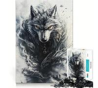 Puzzle de 1000 pièces Loup Alpha aux Yeux Brillants Exercice Mental Amusant Pièces précises et sans Couture Un Moyen captivant de Passer Le Temps (50x75cm)
