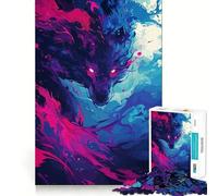 Puzzle de 1000 pièces Loup,Animal coloré,Jeu de réflexion et d'exercice,Assemblage précis sans espaces,défi cérébral interactif pour la Maison (50x75cm)