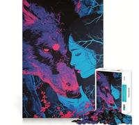 Puzzle de 1000 pièces Loup,Animal coloré,pour Adolescents,Jeu de Stimulation Cognitive,sans Espace,Format Compact,Amusant pour Les Moments de Jeu en Famille (38x52cm)