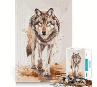 Puzzle de 1000 pièces Loup Art Sauvage Contemporain pour Adultes Jeu d'Éveil Découpe de Précision Bords Lisse Activité de Groupe Relaxante en Intérieur (38x52cm)