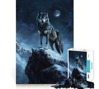 Puzzle de 1000 pièces Loup au Clair de Lune pour Adultes Un Cadeau Unique pour se détendre,s’entraîner et Jouer Emboîtement Parfait,Aucune pièce ne se détache (38x52cm)