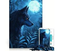 Puzzle de 1000 pièces Loup au Clair de Lune pour Adultes Un Jeu Stimulant pour l’Esprit,Une Surface Lisse sans bavures,Un Passe-Temps Fascinant pour Les Moments de détente (50x75cm)
