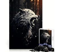 Puzzle de 1000 pièces Loup aux Crocs majestueux pour Adolescents Pensée Claire, Engagement Doux, Assemblage Ferme, Joli Cadeau (50x75cm)