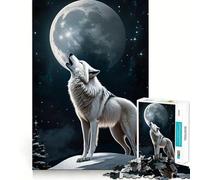 Puzzle de 1000 pièces Loup Blanc Hurlant à la Lune pour Adolescents activité ludique et stimulante de Haute précision,découpe et Pause mentale apaisante (38x26cm)