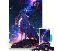 Puzzle de 1000 pièces Loup céleste Hurlant sous Les étoiles Jeu de réflexion précis et Amusant pour Un Moment de détente et de Calme Cadeau de Noël apaisant (38x26cm)