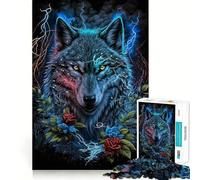 Puzzle de 1000 pièces Loup dans la Jungle Mandala pour Adultes,Jeu Stimulant l'esprit,découpe Laser pour Un Assemblage Parfait,activité Amusante en Famille (50x75cm)