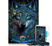 Puzzle de 1000 pièces Loup dans la Jungle Mandala Un Jeu de réflexion Amusant et sans Espace,Un Design ajusté,Le pour Les réunions de Famille (38x52cm)