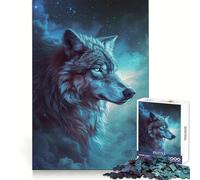 Puzzle de 1000 pièces Loup dans l'espace et la Galaxie pour Adolescents activité cérébrale stimulante, Bords Nets, Cadeau Original (50x75cm)