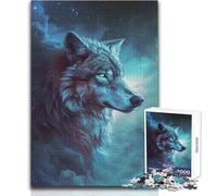 Puzzle de 1000 pièces Loup dans l'espace et la Galaxie pour Adolescents Une activité ludique et éducative pour développer sa logique Un Cadeau Unique et Plein de tendresse Dimensions 50x75 cm