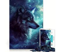 Puzzle de 1000 pièces Loup dans l'espace et la Galaxie Un Jeu Amusant pour stimuler Le Cerveau,des pièces précises et Un Passe-Temps Fascinant pour Les Moments de détente (38x52cm)