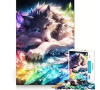 Puzzle de 1000 pièces Loup de Cristal Arc-en-Ciel pour Adultes, Jeu de réflexion, Passe-Temps la Maison, Bords Nets, Joli Cadeau (38x26cm)