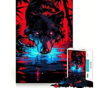 Puzzle de 1000 pièces Loup de la Nuit pour Adolescents, Puzzle Stimulant la mémoire, Jeu apaisant, Bords serrés, Cadeau de qualité supérieure (38x52cm)