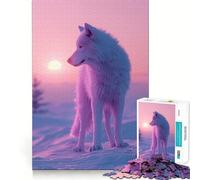 Puzzle de 1000 pièces Loup des neiges au Coucher du Soleil pour Adolescents, 1000 pièces, Jeu de réflexion, évasion apaisante, Bords précis, Cadeau Exceptionnel (50x75cm)