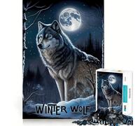 Puzzle de 1000 pièces Loup d'hiver à l'huile Jeu de réflexion Amusant Conception sans Espace Emboîtement Parfait pour Les réunions de Famille (38x26cm)