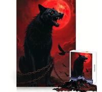 Puzzle de 1000 pièces Loup enchaîné sous la Lune de Sang pour Adolescents,idéal pour se détendre,Un Exercice cérébral,Une Pause Bien méritée,Une Belle idée Cadeau de Noël (38x52cm)