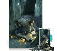 Puzzle de 1000 pièces Loup endormi dans la forêt pour Adultes et Adolescents Un pour se détendre, développer sa mémoire et stimuler Son Esprit 38x52cm
