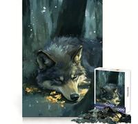 Puzzle de 1000 pièces Loup endormi dans la forêt pour Adultes et Adolescents Un pour se détendre, développer sa mémoire et stimuler Son Esprit 38x52cm