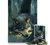 Puzzle de 1000 pièces Loup endormi dans la forêt pour Adultes Jeu de réflexion et de Calme Décoration Murale épurée 50x75cm