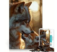 Puzzle de 1000 pièces Loup et Chiot pour Adultes Exercice Mental Amusant Découpe Laser de qualité supérieure Activité relaxante en Groupe à l'intérieur (50x75cm)