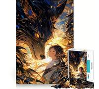 Puzzle de 1000 pièces Loup et Fille pour Adultes Jeu Stimulant l'esprit Surface Lisse sans bavures Passe-Temps Fascinant pour Les Moments de détente (38x26cm)