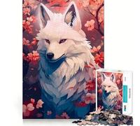 Puzzle de 1000 pièces Loup et Fleurs de Cerisier pour Adolescents,Jeu de réflexion,découpe Laser pour Un Assemblage Parfait,activité de Groupe relaxante en intérieur (50x75cm)