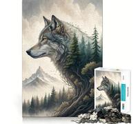 Puzzle de 1000 pièces Loup et forêt Un Jeu Amusant pour stimuler Le Cerveau grâce à des pièces précises et sans Couture,idéal pour se détendre (50x75cm)