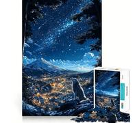 Puzzle de 1000 pièces Loup et Mont Fuji pour Adultes Réfléchissez,entraînez-Vous,jouez ! Assemblage Solide,Aucune pièce ne se détache Cadeau Unique pour soulager Le Stress (38x26cm)