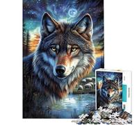 Puzzle de 1000 pièces Loup et Mouton au Clair de Lune Jeu de réflexion Stimulant Jouet et Cadeau éducatif pour Femmes et Hommes (Taille 75x50cm)