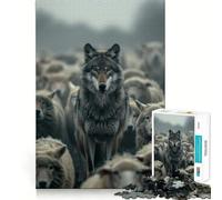 Puzzle de 1000 pièces Loup et Mouton Chasseur Jeu de mémoire Amusant Surface Lisse sans bavures Défi divertissant pour Les Loisirs (38x26cm)