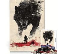 Puzzle de 1000 pièces Loup et Samouraï pour Adolescents Entraînement Intelligent, Passe-Temps agréable, découpe Impeccable, Surprise d'anniversaire (38x26cm)