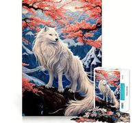 Puzzle de 1000 pièces Loup Fleurs de Cerisier pour Adolescents Stimulation Cognitive Amusant Emboîtement Parfait Pas de pièces Qui se détachent Une façon captivante de Passer Le Temps (38x26cm)