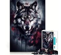 Puzzle de 1000 pièces Loup Gardien aux Yeux Rouges pour Adolescents, Jeu de logique mentale, Silencieux et précis, idéal pour Les vœux du Père Noël (38x26cm)