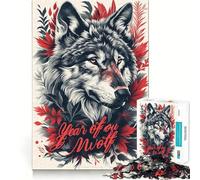 Puzzle de 1000 pièces Loup Gardien d'automne Jeu d'articulation Propre Stimulant cérébral Détente Cadeau d'anniversaire Amusant (38x52cm)