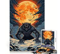 Puzzle de 1000 pièces Loup-Garou Hurlant à la Lune pour Adultes Exercice cérébral, détente et évasion Découpe de précision Cadeau de Noël idéal (38x26cm)