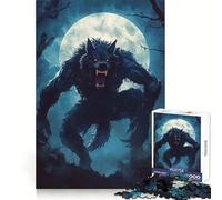 Puzzle de 1000 pièces Loup-Garou sous la Pleine Lune pour Adolescents Exercice cognitif, détente et Loisirs, Cadeau d'hiver idéal (38x26cm)