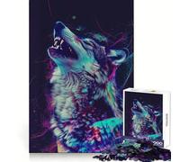 Puzzle de 1000 pièces Loup Glitch Néon pour Adultes, Jouet Intelligent et ludique, découpe précise, Objet de Collection (50x75cm)