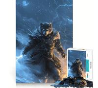 Puzzle de 1000 pièces Loup Guerrier avec Éclair pour Adolescents Jeu de mémoire et de Concentration Qualité Professionnelle Activité de Groupe relaxante en intérieur (38x52cm)