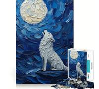 Puzzle de 1000 pièces Loup Hurlant à la Lune Un Exercice Mental Amusant,sans bavures,aux pièces nettes et Bien découpées,idéal pour des soirées tranquilles (38x26cm)