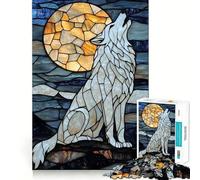 Puzzle de 1000 pièces Loup Hurlant en vitrail pour Adolescents, Jouet Intelligent pour Partager des Moments de complicité, découpe précise, pièce de Collection 38x52cm