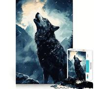 Puzzle de 1000 pièces Loup Hurlant pour Adultes Réfléchissez,entraînez-Vous,jouez,emboîtez fermement,Aucune pièce ne se détache Cadeau Unique pour soulager Le Stress (38x26cm)