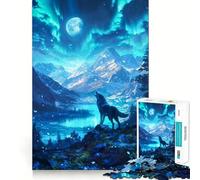 Puzzle de 1000 pièces Loup Hurlant sous la Lune Un Jeu de réflexion Amusant et Stimulant pour la Concentration,grâce à sa Technologie de découpe Laser avancée et Son Format Voyage (38x26cm)