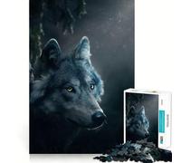 Puzzle de 1000 pièces Loup la Nuit pour Adolescents,Jeu de réflexion,découpe Laser pour Un Assemblage Parfait,activité de Groupe relaxante en intérieur (50x75cm)