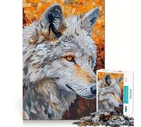 Puzzle de 1000 pièces Loup Mosaic pour Adultes,Jeu Stimulant l'esprit,découpe Laser pour Un Assemblage Parfait,activité Amusante en Famille (50x75cm)