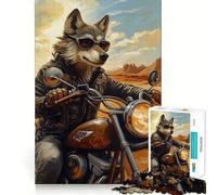Puzzle de 1000 pièces Loup Motard dans Un Paysage désertique pour Adultes Jeu de mémoire Amusant,découpe Experte,activité relaxante à Faire en Groupe à l’intérieur (50x75cm)