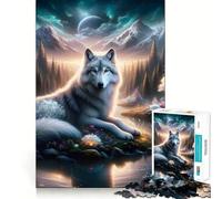 Puzzle de 1000 pièces Loup Mystique dans la forêt pour Adultes, Jeu de logique et de Stimulation Cognitive, Anti-anxiété, découpe précise, Cadeau élégant (38x26cm)