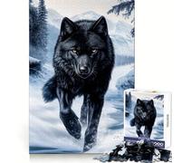 Puzzle de 1000 pièces Loup Noir dans Un Paysage Hivernal pour Adolescents Jeu de réflexion, Bien-être et Loisirs (50x75cm)
