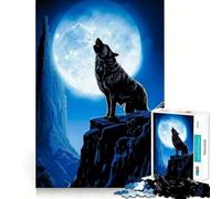 Puzzle de 1000 pièces Loup Noir,découpe précise,Jeu Stimulant l'esprit,Facile à Jouer,Cadeau d'anniversaire idéal (50x75cm)