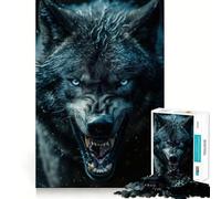 Puzzle de 1000 pièces Loup Noir Sauvage pour Adultes Jeu de mémoire Amusant et de qualité supérieure,découpé au Laser Exercice Mental Calme à Faire à la Maison (38x26cm)